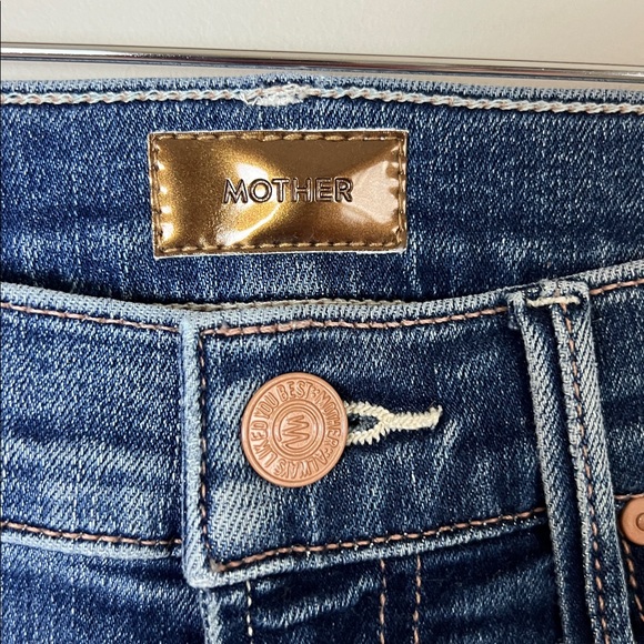 MOTHER The Insider Crop Step Fray Straight Leg Jeans Size 25 Mid Rise - Picture 4 of 11